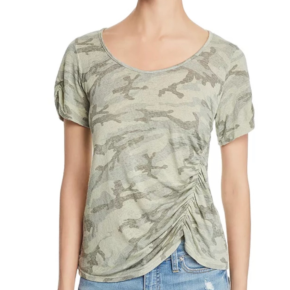 Red Haute Ruched Camo Top